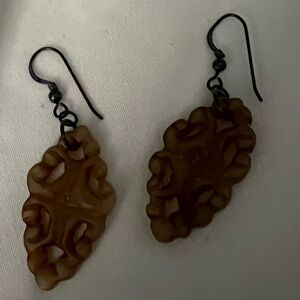 Vintage Aventurine Quartz Carved Earrings